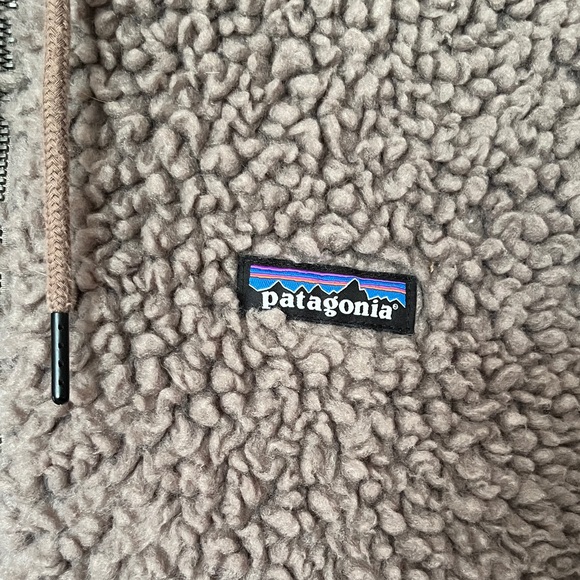 Patagonia Taupe Sherpa Fleece Hooded Zip Jacket - Picture 2 of 8